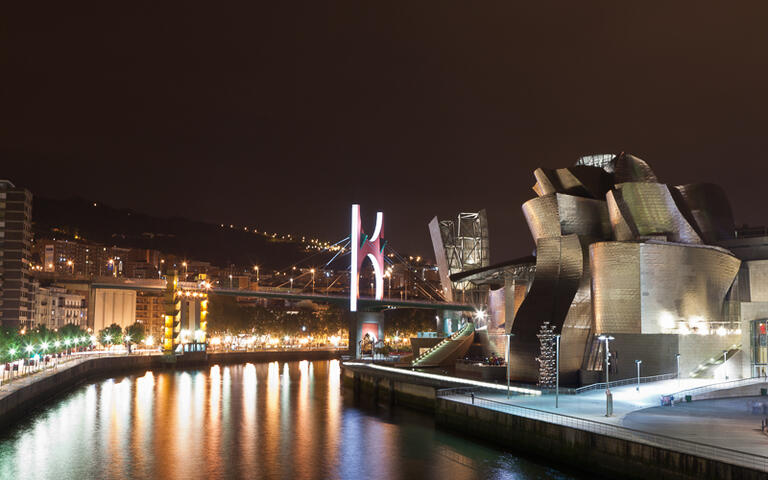 Das Guggenheim Museum in Bilbao bei Nacht © A.B.G. / Shutterstock.com