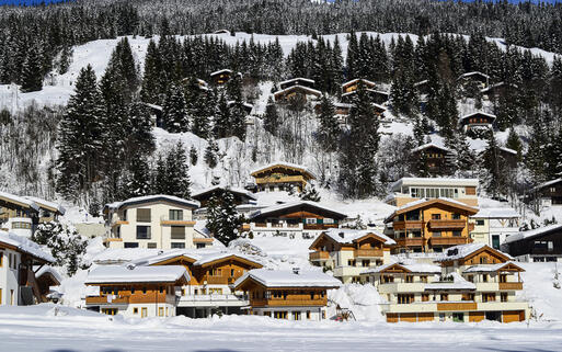 Häuser am Berghang in Hinterglemm, Salzburg, Österreich © fritz16 / shutterstock.com